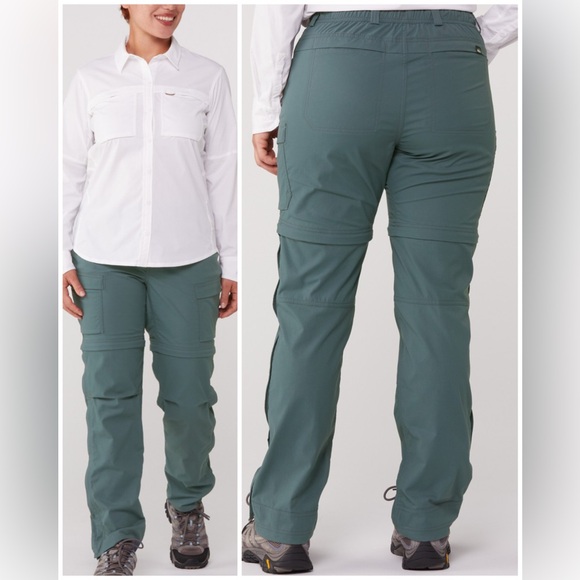 REI Sahara Convertible Cargo Pants in Stone Blue Multi Zipper Gorpcore Size 4P - Picture 1 of 16